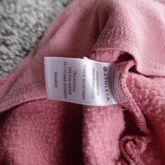 Athleta Sweater Womens XS Pink Crop Pullover Sweatshirt Fleece Oversized Baggy - Picture 7 of 8